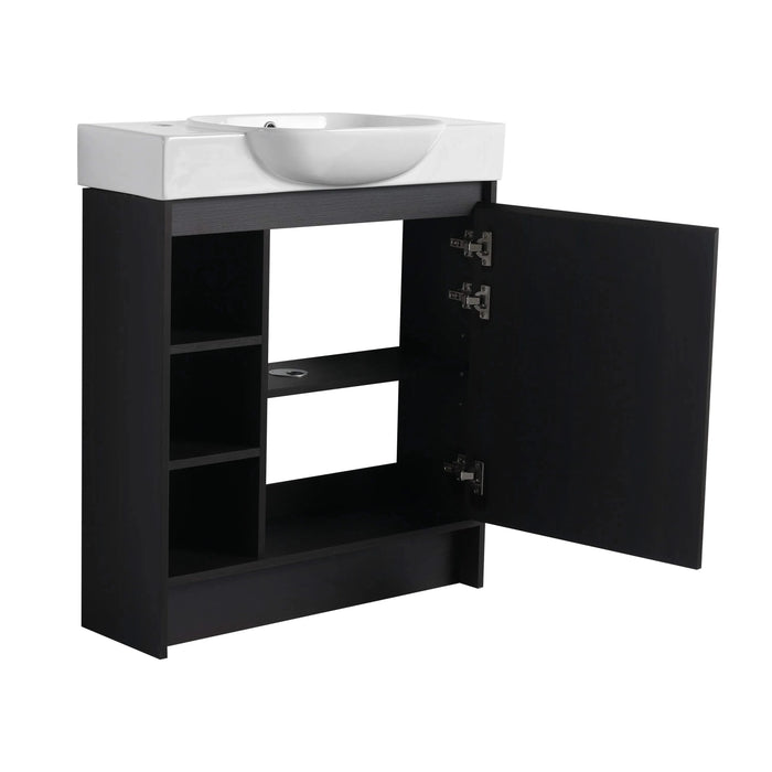 30'' Freestanding Bathroom Vanity with White Ceramic Sink & Soft-Close Door, Dark Oak, KD-Packing Default -DTYStore