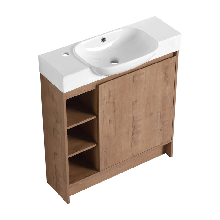 30'' Freestanding Bathroom Vanity with White Ceramic Sink & Soft-Close Door, KD-Packing Default -DTYStore