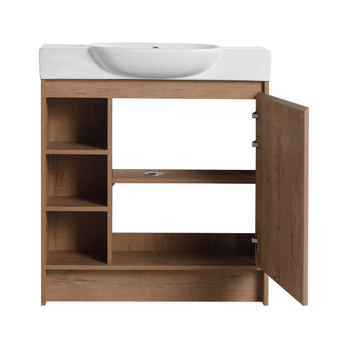 30'' Freestanding Bathroom Vanity with White Ceramic Sink & Soft-Close Door, KD-Packing Default -DTYStore