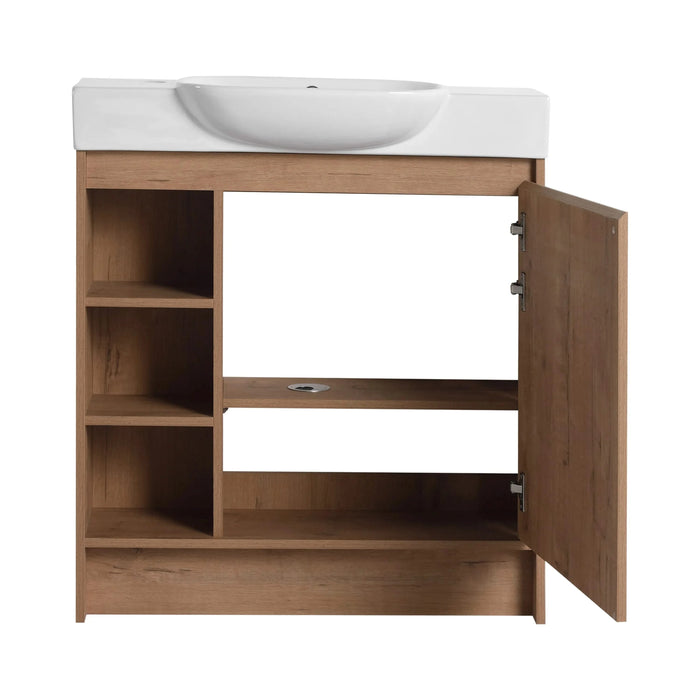 30'' Freestanding Bathroom Vanity with White Ceramic Sink & Soft-Close Door, KD-Packing Default -DTYStore