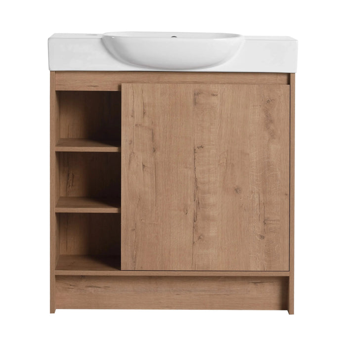 30'' Freestanding Bathroom Vanity with White Ceramic Sink & Soft-Close Door, KD-Packing Default -DTYStore