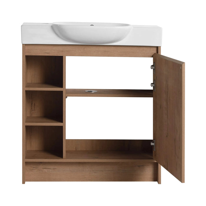 30'' Freestanding Bathroom Vanity with White Ceramic Sink & Soft-Close Door, KD-Packing Default -DTYStore