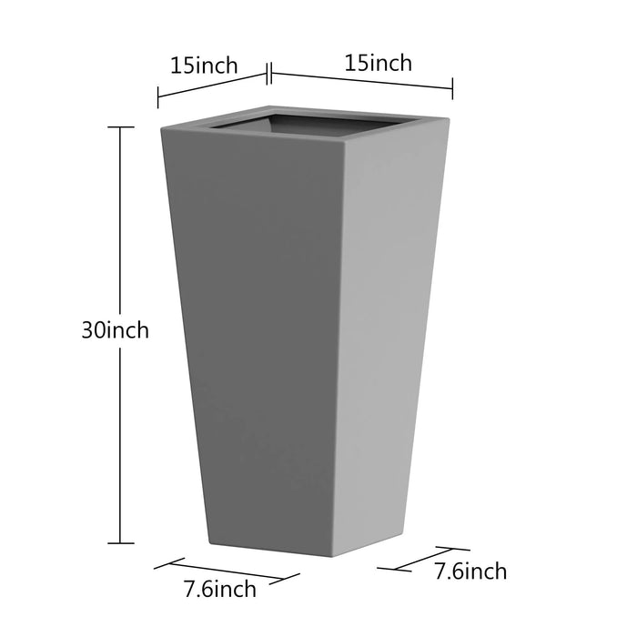 30' H Tall Metal Tapered Planter – Large Outdoor & Indoor Garden Plant Pot with Drainage Hole and Rubber Plug, Stylish Burnished Grey Finish for Home and Patio Default -DTYStore