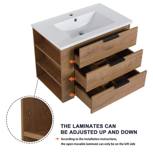 30 Inch Bathroom Vanity With Top(G-BVB01430LIMO-GRB3020MOWH) Default -DTYStore