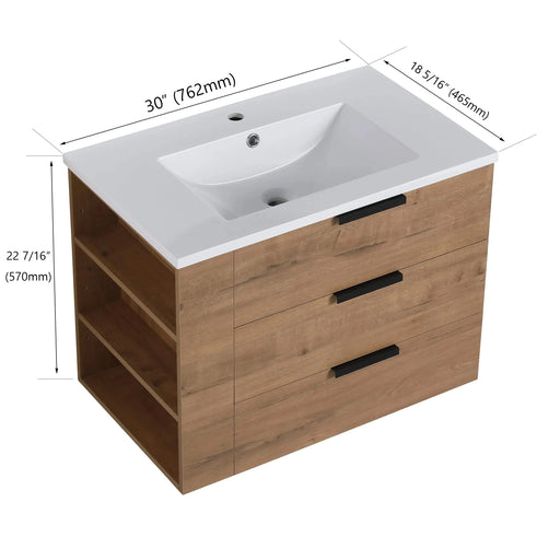 30 Inch Bathroom Vanity With Top(G-BVB01430LIMO-GRB3020MOWH) Default -DTYStore
