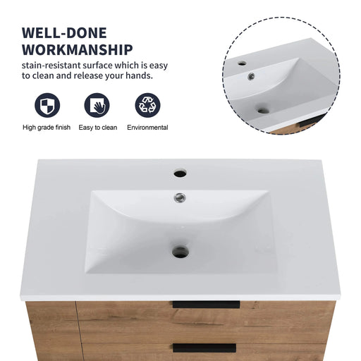 30 Inch Bathroom Vanity With Top(G-BVB01430LIMO-GRB3020MOWH) Default -DTYStore