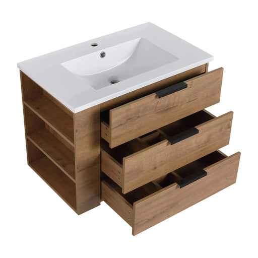 30 Inch Bathroom Vanity With Top(G-BVB01430LIMO-GRB3020MOWH) Default -DTYStore