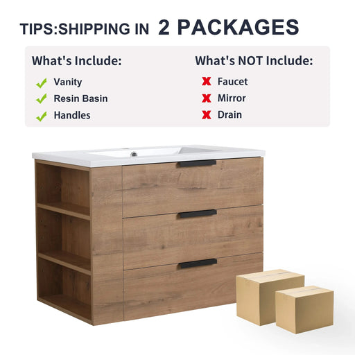 30 Inch Bathroom Vanity With Top(G-BVB01430LIMO-GRB3020MOWH) Default -DTYStore