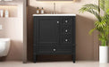 30 Inch Bathroom Vanity with Ceramic Sink, Black Bathroom with 3 Drawers, Solid Wood Frame Modern Bathroom Storage Cabinet , Ideal for Home Default -DTYStore