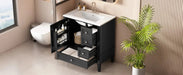 30 Inch Bathroom Vanity with Ceramic Sink, Black Bathroom with 3 Drawers, Solid Wood Frame Modern Bathroom Storage Cabinet , Ideal for Home Default -DTYStore