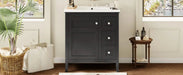 30 Inch Bathroom Vanity with Ceramic Sink, Black Bathroom with 3 Drawers, Solid Wood Frame Modern Bathroom Storage Cabinet , Ideal for Home Default -DTYStore