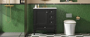30 Inch Bathroom Vanity with Ceramic Sink, Black Bathroom with 3 Drawers, Solid Wood Frame Modern Bathroom Storage Cabinet , Ideal for Home Default -DTYStore
