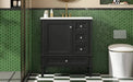 30 Inch Bathroom Vanity with Ceramic Sink, Black Bathroom with 3 Drawers, Solid Wood Frame Modern Bathroom Storage Cabinet , Ideal for Home Default -DTYStore