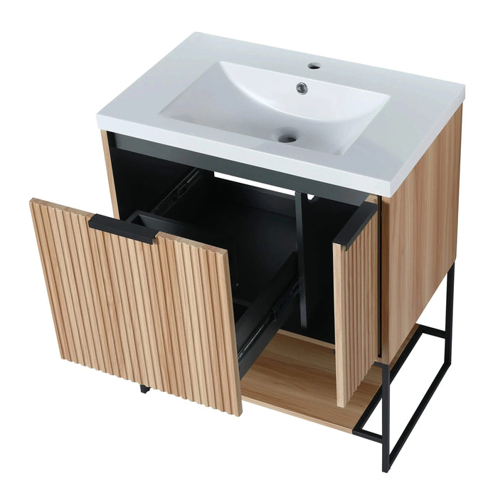 30 Inch Freestanding Bathroom Vanity With Resin Basin,30x18,(W99981923) Default -DTYStore