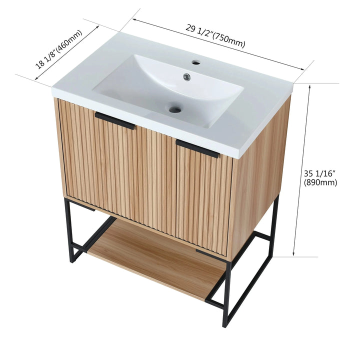 30 Inch Freestanding Bathroom Vanity With Resin Basin,30x18,(W99981923) Default -DTYStore