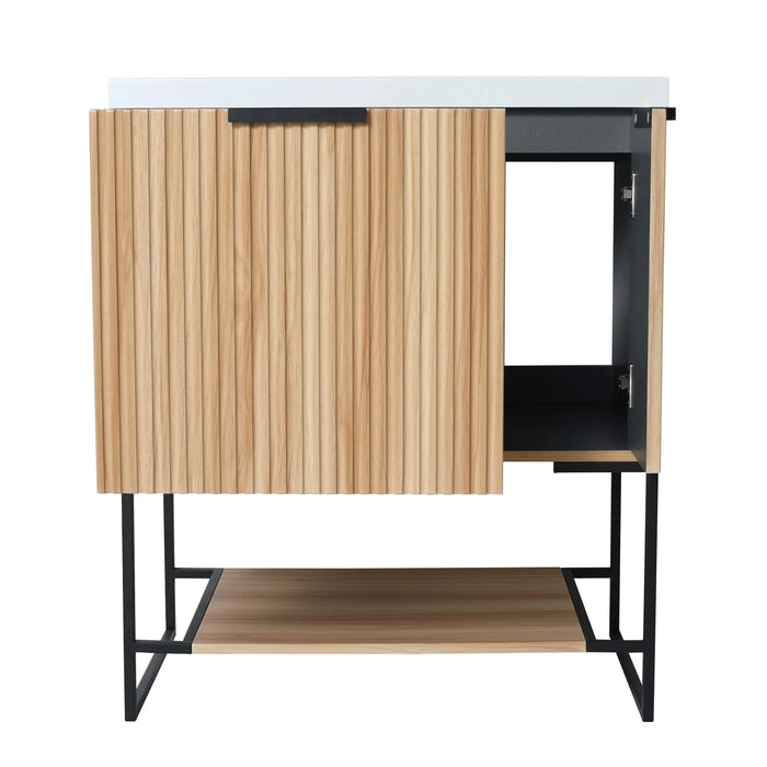 30 Inch Freestanding Bathroom Vanity With Resin Basin,30x18,(W99981923) Default -DTYStore