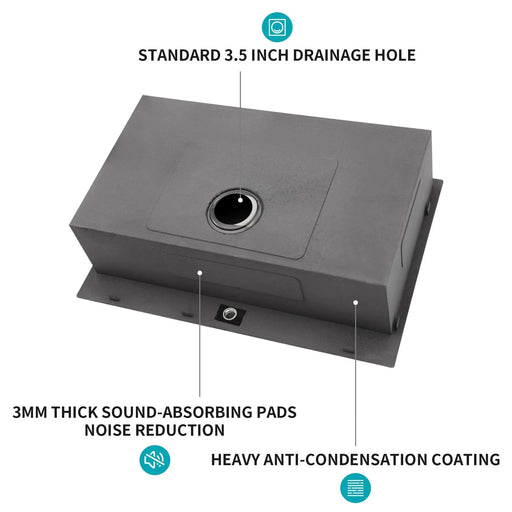 30 Inch Modern Topmount Kitchen Sink - Gunmetal Black Stainless Steel 16 Gauge Single Bowl Default -DTYStore