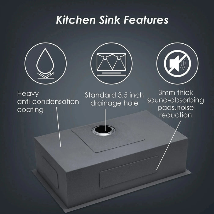 30 Inch Undermount Sink - 30' x 18' x 9' Undermount Stainless Steel Kitchen Sink 16 Gauge 9 Inch Deep Single Bowl Kitchen Sink Basin, Includes Drain Assembly (No Additional Accessories) - DTY Store