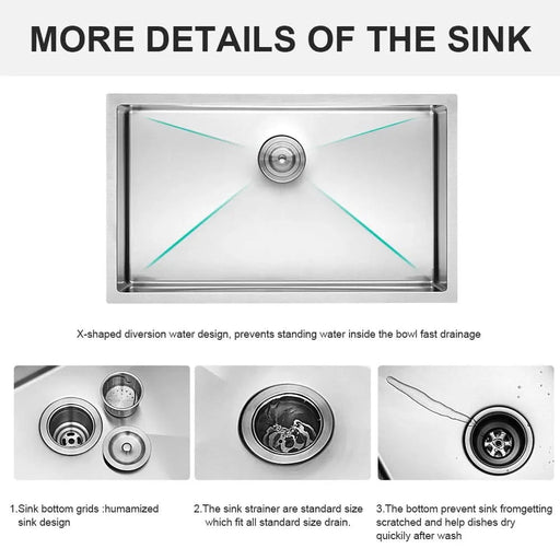 30 Inch Undermount Sink - 30' x 18' x 9' Undermount Stainless Steel Kitchen Sink 16 Gauge 9 Inch Deep Single Bowl Kitchen Sink Basin, Includes Drain Assembly (No Additional Accessories) Default -DTYStore