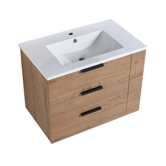 30 Inch Wall Mounting Bathroomg Vanity With Sink, Soft Close Drawer and Side Shelf-G-BVB01430IMO-GRB3020MOWH Default -DTYStore