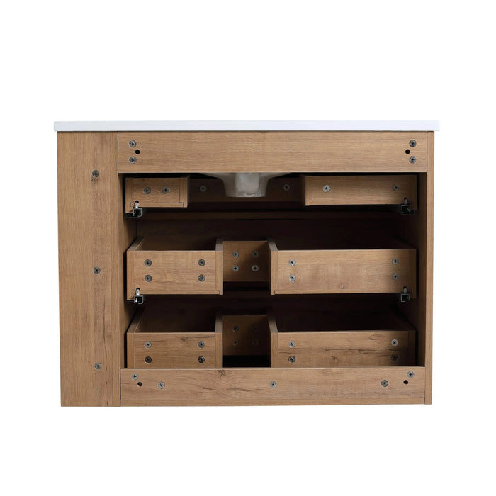 30 Inch Wall Mounting Bathroomg Vanity With Sink, Soft Close Drawer and Side Shelf-G-BVB01430IMO-GRB3020MOWH Default -DTYStore