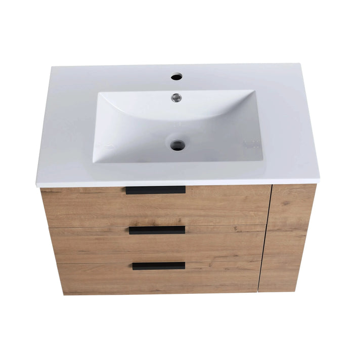 30 Inch Wall Mounting Bathroomg Vanity With Sink, Soft Close Drawer and Side Shelf-G-BVB01430IMO-GRB3020MOWH Default -DTYStore