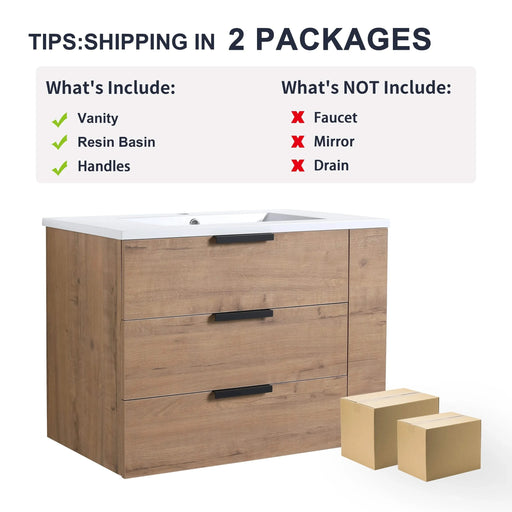 30 Inch Wall Mounting Bathroomg Vanity With Sink, Soft Close Drawer and Side Shelf-G-BVB01430IMO-GRB3020MOWH Default -DTYStore