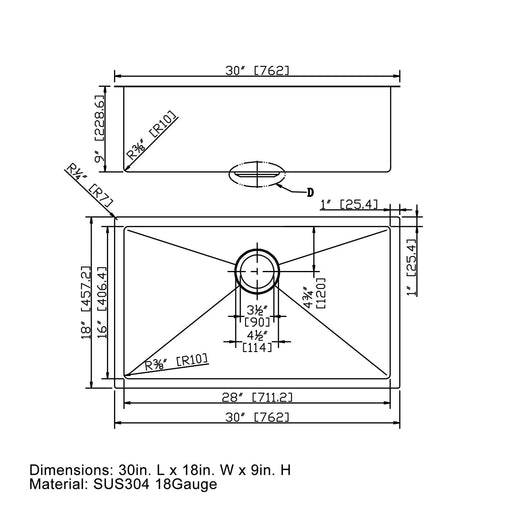 30' L X 18' W Undermount Kitchen Sink With Sink Grid Default -DTYStore