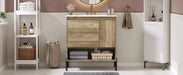 30' Modern Wood Fixture Bathroom Vanity, Bathroom Cabinet with Sliding Drawer, Bathroom Storage Cabinet with Ceramic Basin Sink Top, Single Bathroom Vanities Cabinet with Doors and Open Shelf Default -DTYStore