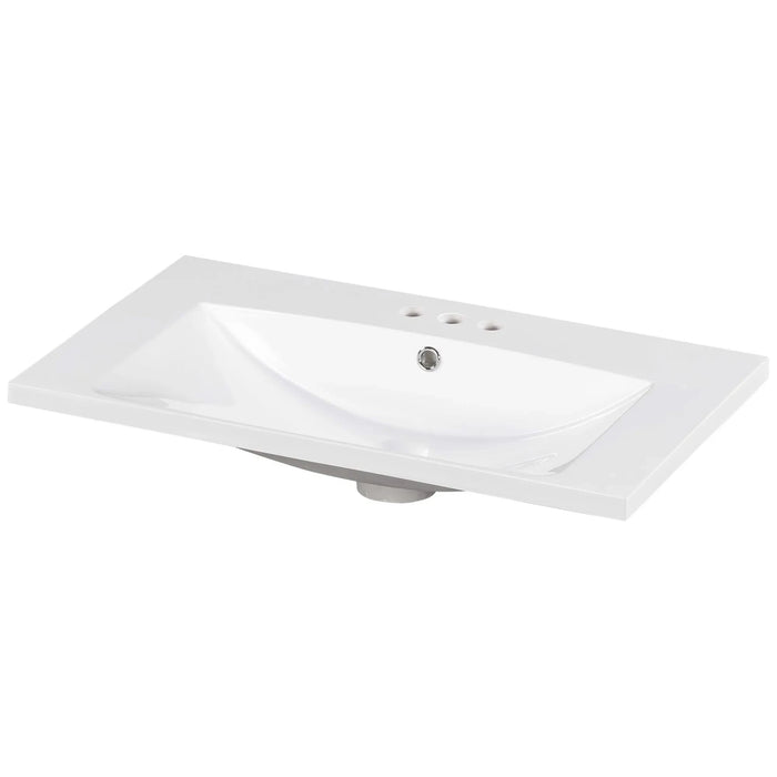 30' Single Bathroom Basin Sink, Vanity Top Only, 3-Faucet Holes, Resin (REPLACE WF305076AAK) Default -DTYStore