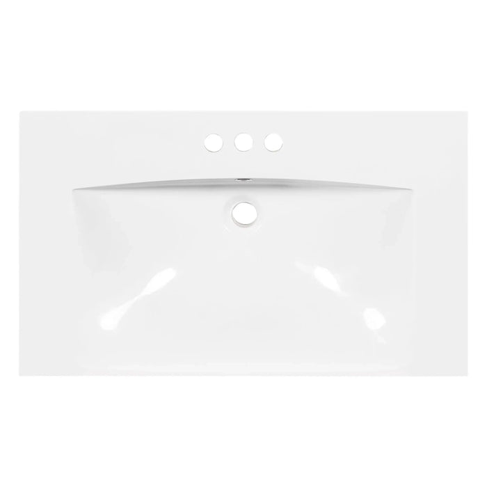 30' Single Bathroom Basin Sink, Vanity Top Only, 3-Faucet Holes, Resin (REPLACE WF305076AAK) Default -DTYStore