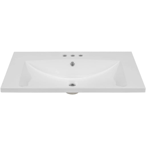 30' Single Bathroom Vanity Top with White Basin, 3-Faucet Holes, Ceramic, White Default -DTYStore