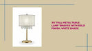 30' Tall Metal Table Lamp 'Bhavya' with Gold finish, White Shade -DTYStore