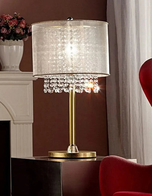 30' Tall Metal Table Lamp 'Bhavya' with Gold finish, White Shade Default -DTYStore