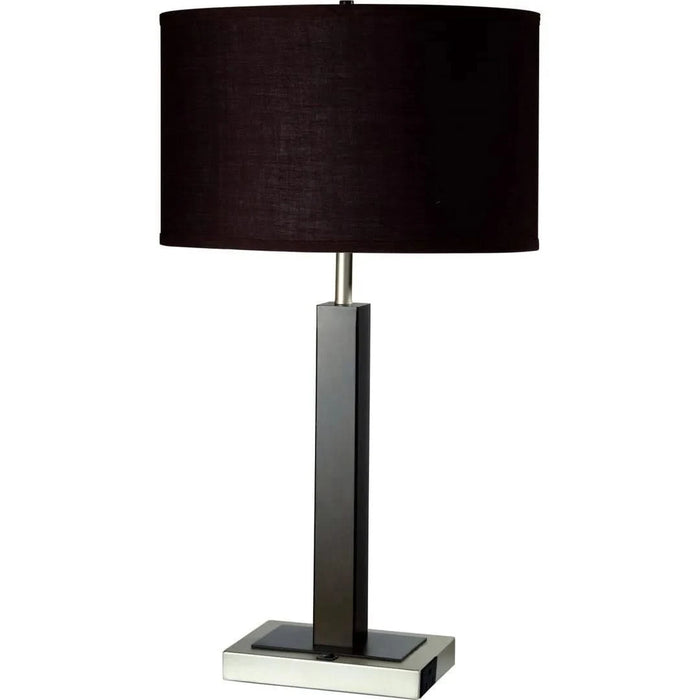 30' Tall Metal and Polyresin Table Lamp with Dark Espresso Finish, Fabric Shade Default -DTYStore