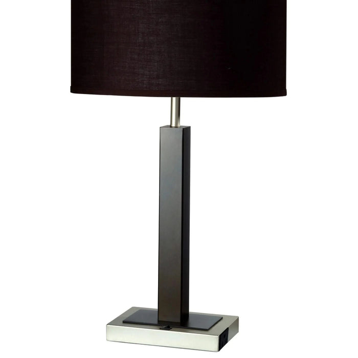 30' Tall Metal and Polyresin Table Lamp with Dark Espresso Finish, Fabric Shade Default -DTYStore