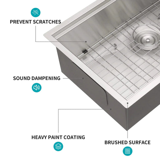 30' Undermount Kitchen Sink 16 Gauge Stainless Steel Ledge Workstation in Brushed Nickel Default -DTYStore