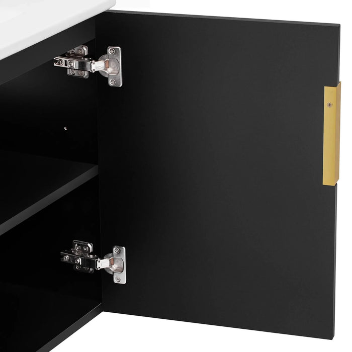 30' Vintage Bathroom Vanity with Ceramic Sink, with 3 Holes Single Ceramic Sink, Bathroom Storage Vanity Cabinet with 2 Soft Closing Doors Default -DTYStore