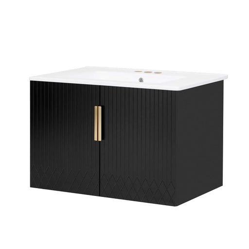 30' Vintage Bathroom Vanity with Ceramic Sink, with 3 Holes Single Ceramic Sink, Bathroom Storage Vanity Cabinet with 2 Soft Closing Doors Default -DTYStore