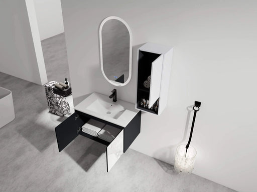 30' Wall-Mounted Bathroom Vanity With Ceramic Sink and Side Cabinet & Soft Close Doors, Combination Cabinet (KD-Package) Default -DTYStore