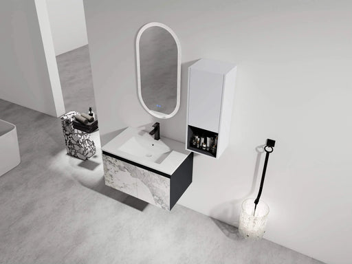 30' Wall-Mounted Bathroom Vanity With Ceramic Sink and Side Cabinet & Soft Close Doors, Combination Cabinet (KD-Package) Default -DTYStore