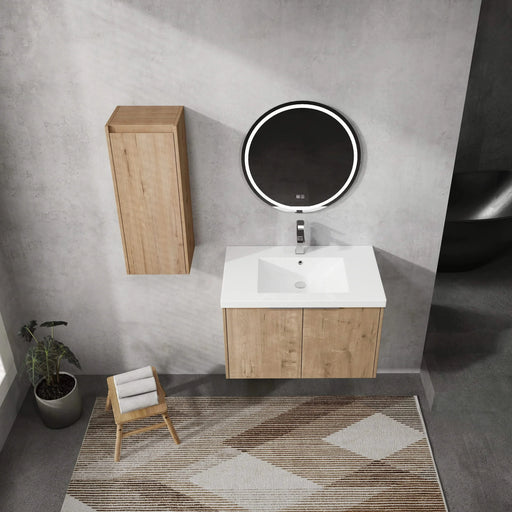 30' Wall-Mounted Bathroom Vanity With Sink and Side Cabinet, Soft Close Doors,00112IMO-00630IMO Combination Cabinet(KD-Packing) Default -DTYStore