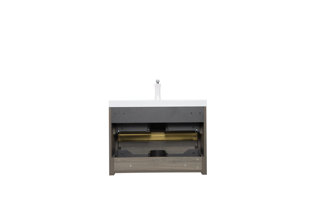 30' Wall-Mounted Bathroom Vanity with Sink, Floating Bathroom Storage Cabinet with Stone Resin Countertop and Soft Close Drawers, Ash Grey 24V15-30AG Default -DTYStore