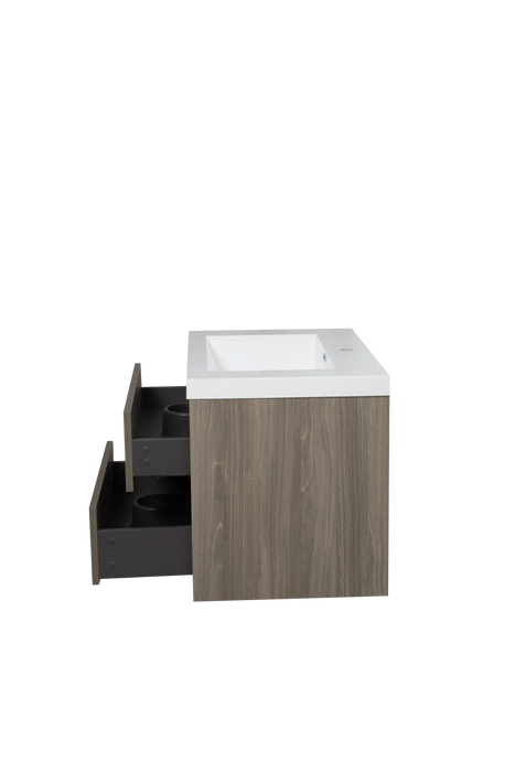 30' Wall-Mounted Bathroom Vanity with Sink, Floating Bathroom Storage Cabinet with Stone Resin Countertop and Soft Close Drawers, Ash Grey 24V15-30AG Default -DTYStore