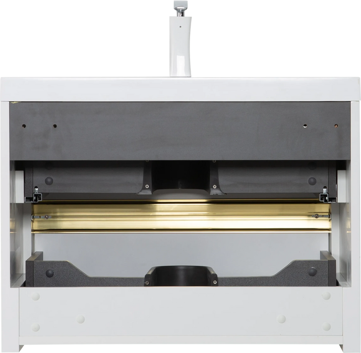 30' Wall-Mounted Bathroom Vanity with Sink, Floating Bathroom Storage Cabinet with Stone Resin Countertop and Soft Close Drawers, Glossy White 24V15-30GW Default -DTYStore