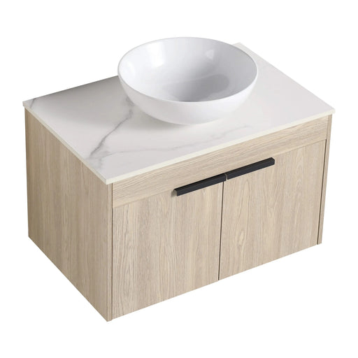 30 ' Modern Design Float Bathroom Vanity With Ceramic Basin Set, Wall Mounted White Oak Vanity With Soft Close Door,KD-Packing,KD-Packing,2 Pieces Parcel(TOP-BAB321MOWH) Default -DTYStore