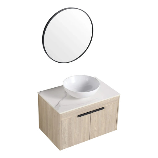 30 ' Modern Design Float Bathroom Vanity With Ceramic Basin Set, Wall Mounted White Oak Vanity With Soft Close Door,KD-Packing,KD-Packing,2 Pieces Parcel(TOP-BAB321MOWH) Default -DTYStore