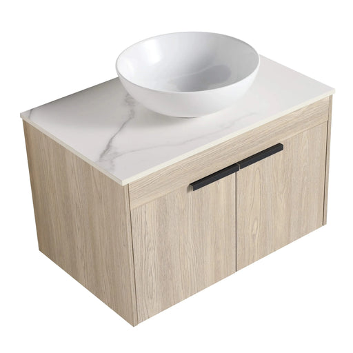 30 ' Modern Design Float Bathroom Vanity With Ceramic Basin Set, Wall Mounted White Oak Vanity With Soft Close Door,KD-Packing,KD-Packing,2 Pieces Parcel(TOP-BAB321MOWH) Default -DTYStore