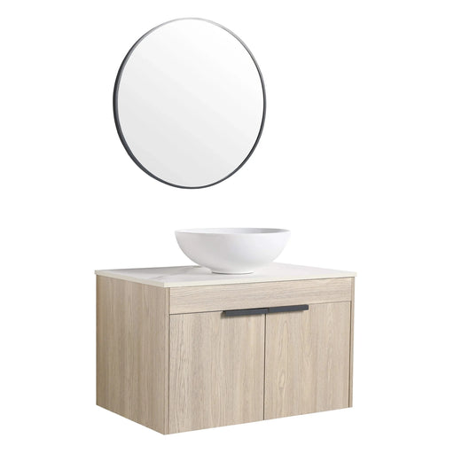 30 ' Modern Design Float Bathroom Vanity With Ceramic Basin Set, Wall Mounted White Oak Vanity With Soft Close Door,KD-Packing,KD-Packing,2 Pieces Parcel(TOP-BAB321MOWH) Default -DTYStore
