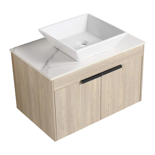 30 ' Modern Design Float Bathroom Vanity With Ceramic Basin Set, Wall Mounted White Vanity With Soft Close Door,KD-Packing,KD-Packing,2 Pieces Parcel(TOP-BAB101MOWH) Default -DTYStore